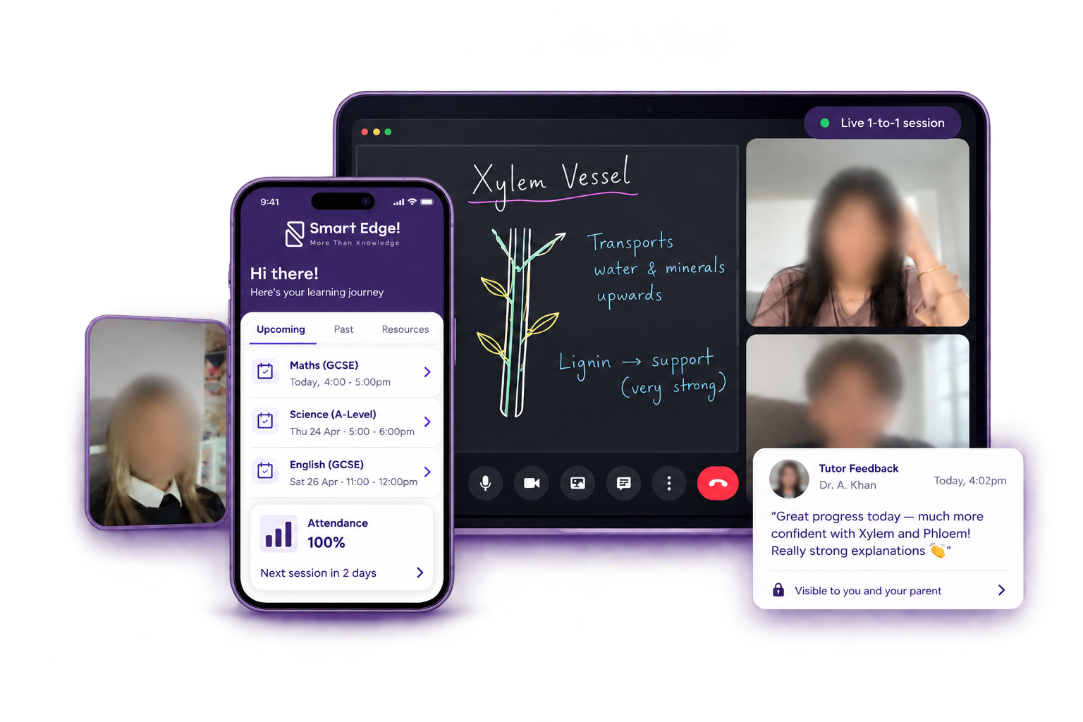 SmartEdge tutor supporting a GCSE and A-Level student