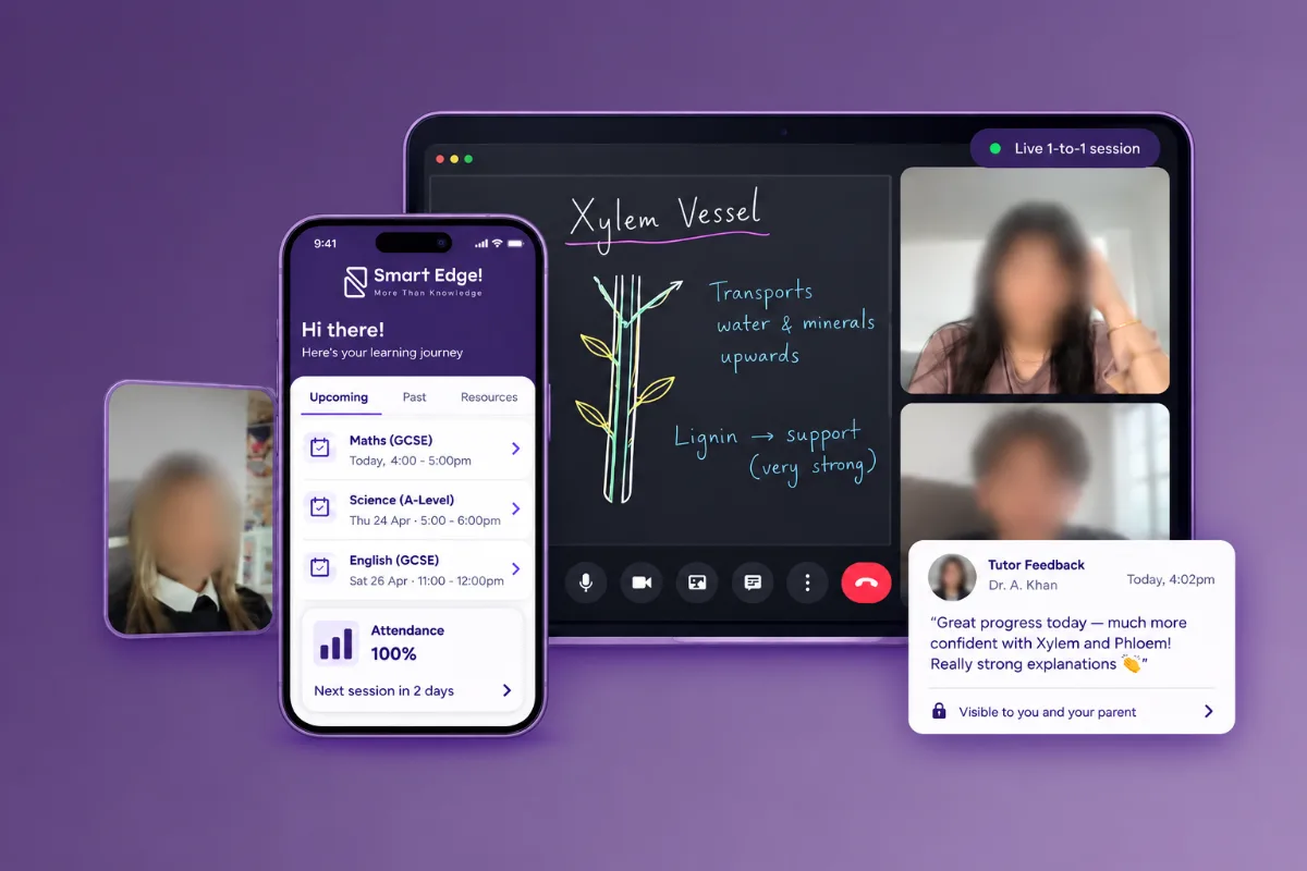 SmartEdge tutor supporting a GCSE and A-Level student